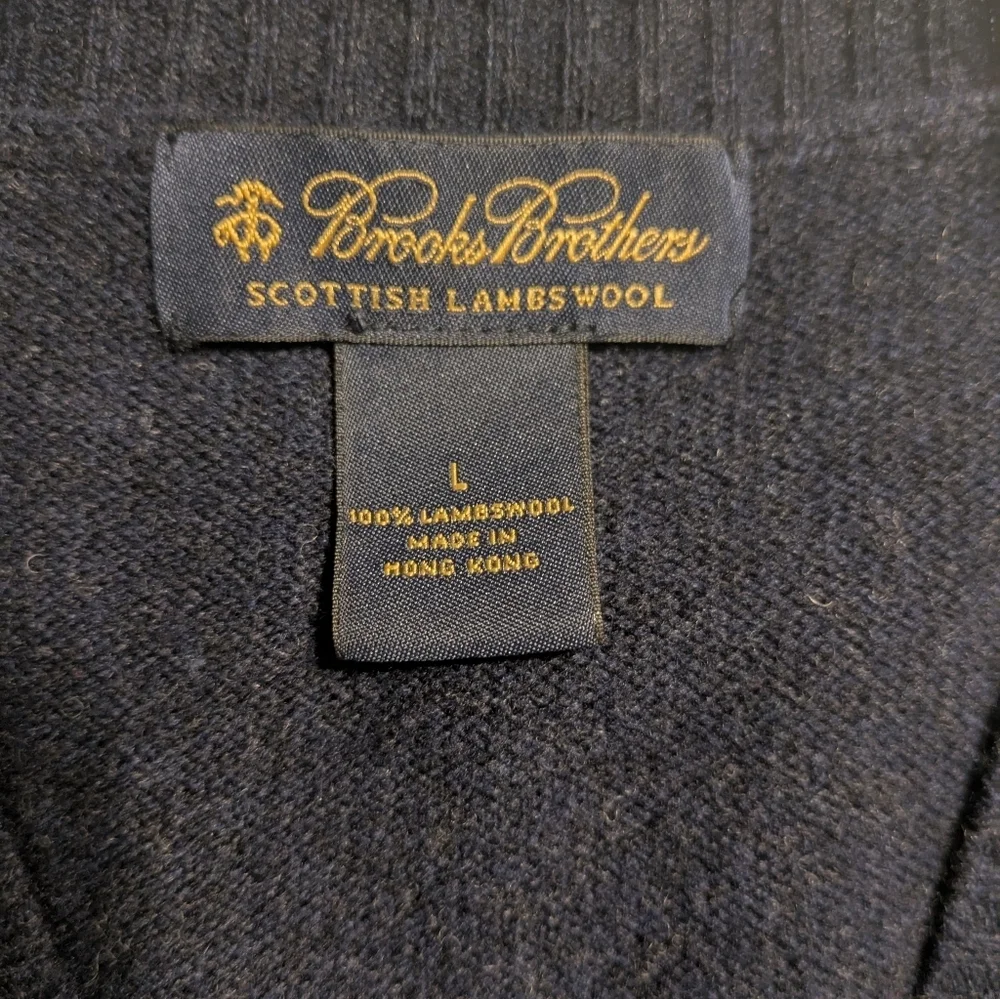 Brooks Brothers Heathered Navy V-Neck Sweater Vest